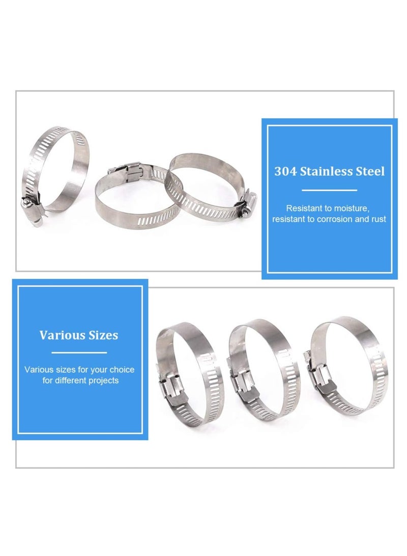 20 Pieces 304 Stainless Steel Adjustable 21-38mm Range Worm Gear Hose Clamp Combo Kit, Fuel Pipe Clamps for Water Pipe, Pipeline, Automotive and Mechanical Applications (21-38mm) - Image 3